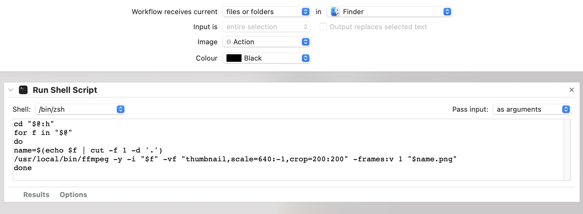 how it looks in Automator