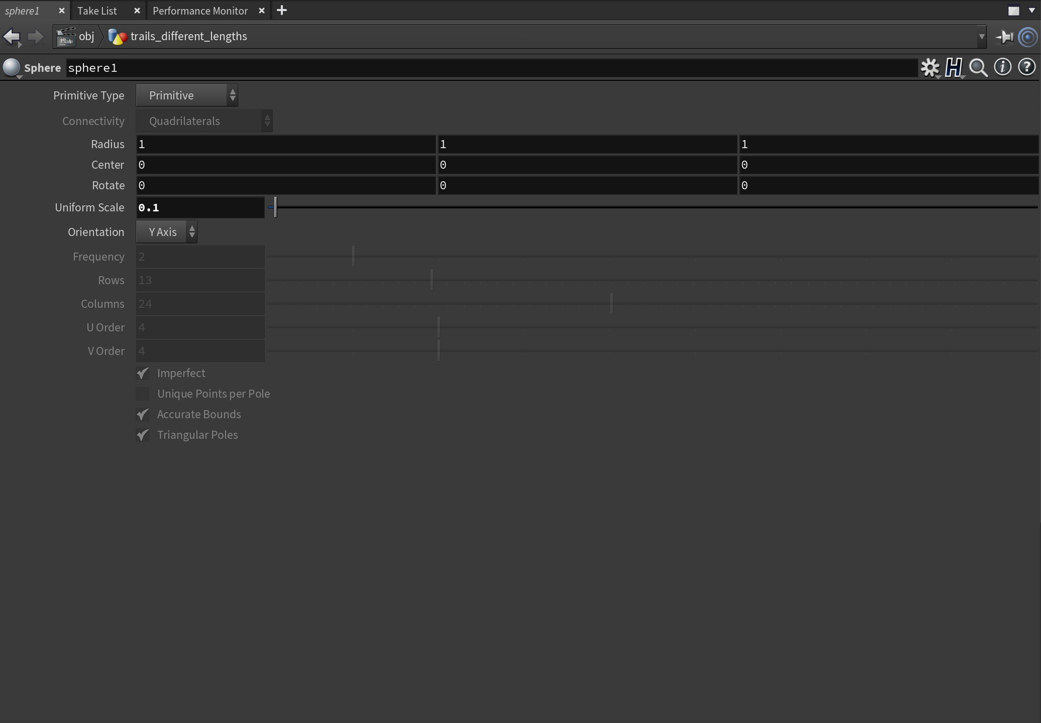 settings for the sphere